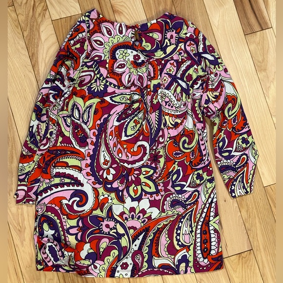 Hanna Andersson cotton long sleeve paisley dress (pink, purple, red & green) - Picture 3 of 5